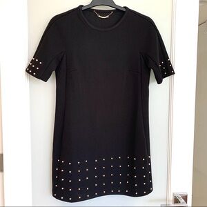 Whitney Eve Gold Beaded Black Scuba Dress 4